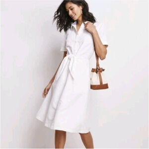 Vineyard Vines Womens White Tie Front Dress 6 Linen Cotton Blend Vacation Resort